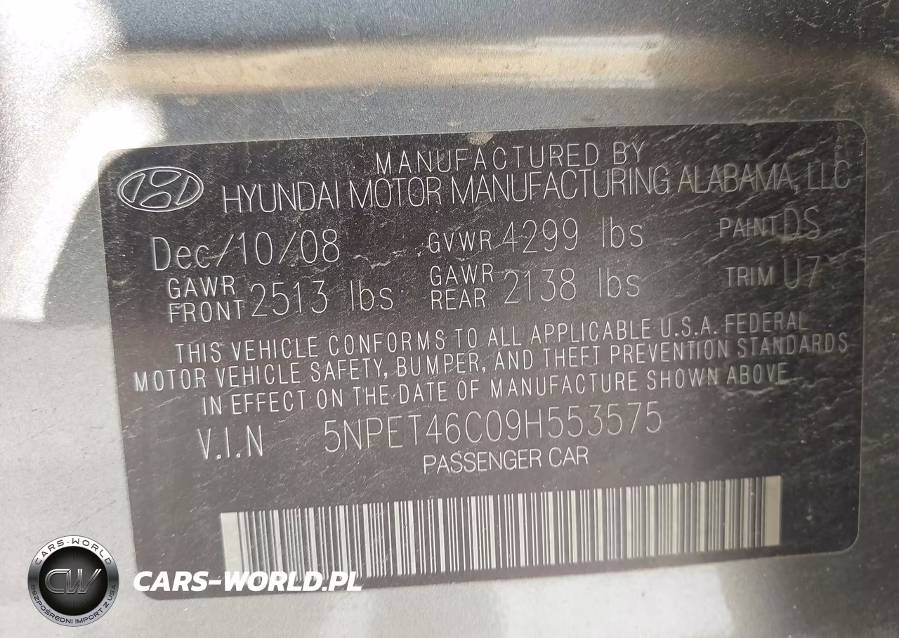 2009 Hyundai Sonata Gls VIN:5NPET46C09H553575 - 9