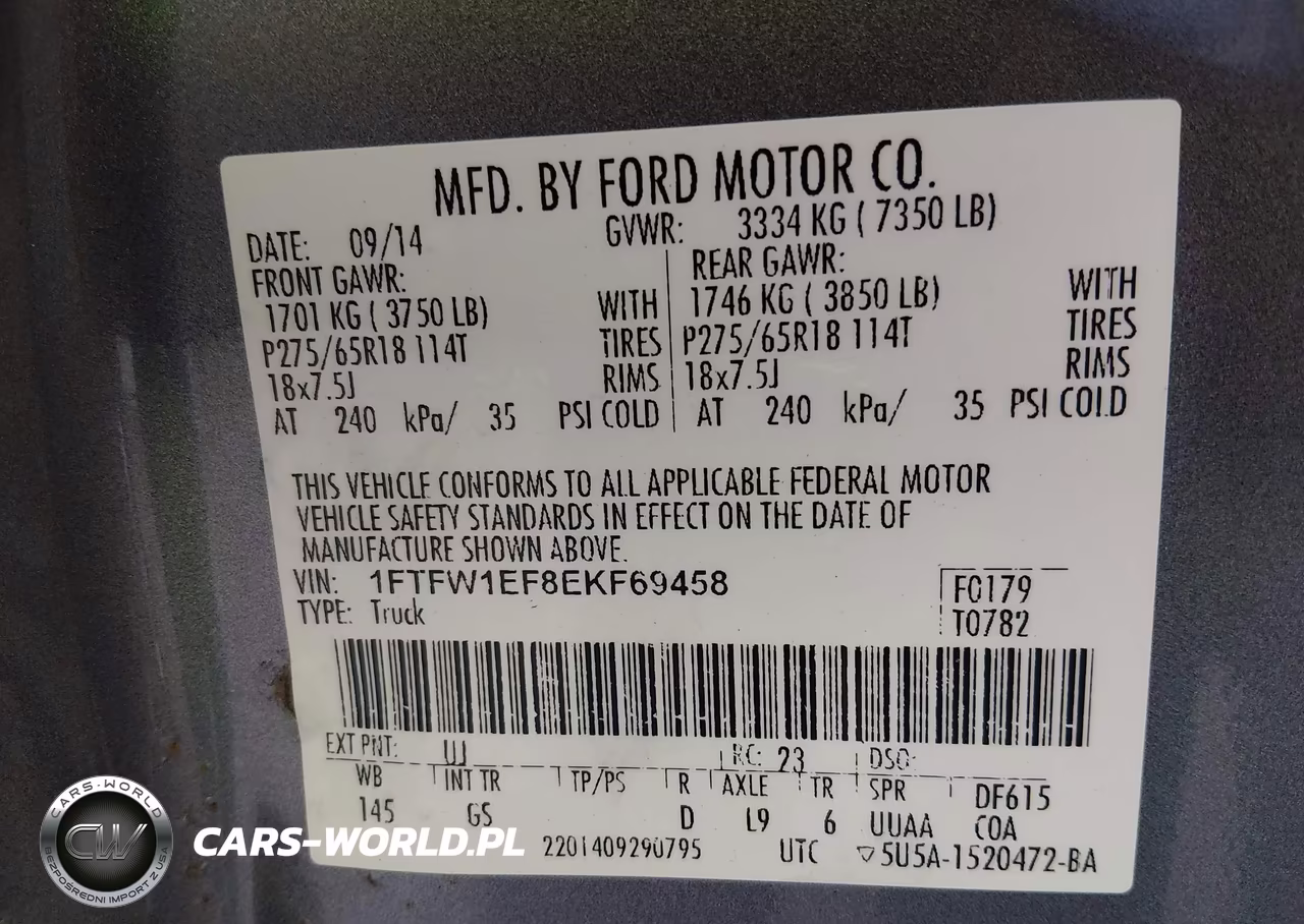 2014 Ford F-150 Xlt VIN:1FTFW1EF8EKF69458 - 9