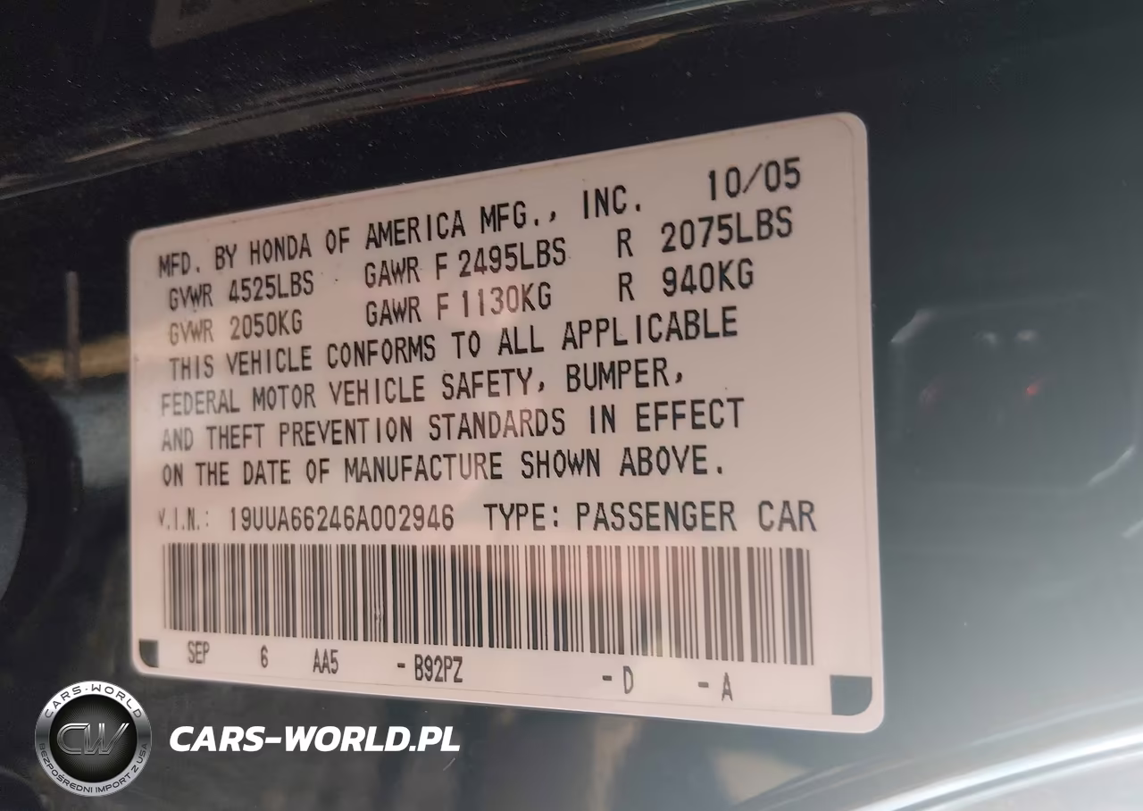 2006 Acura Tl VIN:19UUA66246A002946 - 9