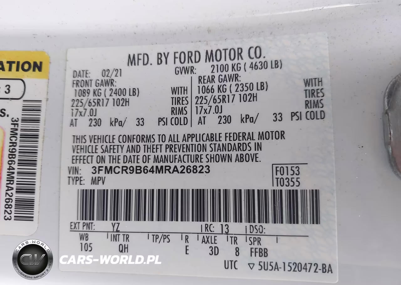 2021 Ford Bronco Sport Big Bend VIN:3FMCR9B64MRA26823 - 9