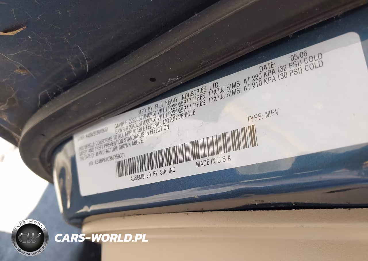 2006 Subaru Outback 2.5I VIN:4S4BP61C367359001 - 9