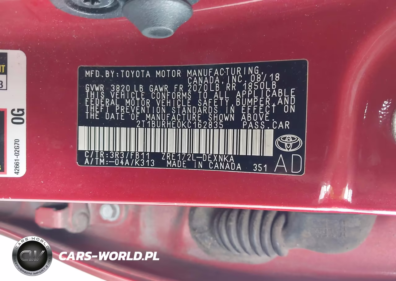2019 Toyota Corolla Le VIN:2T1BURHE0KC162835 - 9