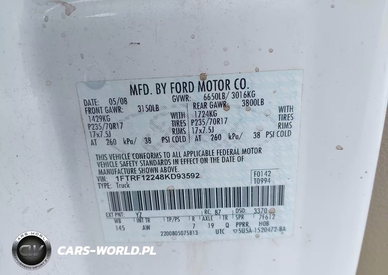 2008 Ford F-150 Stx-Xl-Xlt VIN:1FTRF12248KD93592 - 9