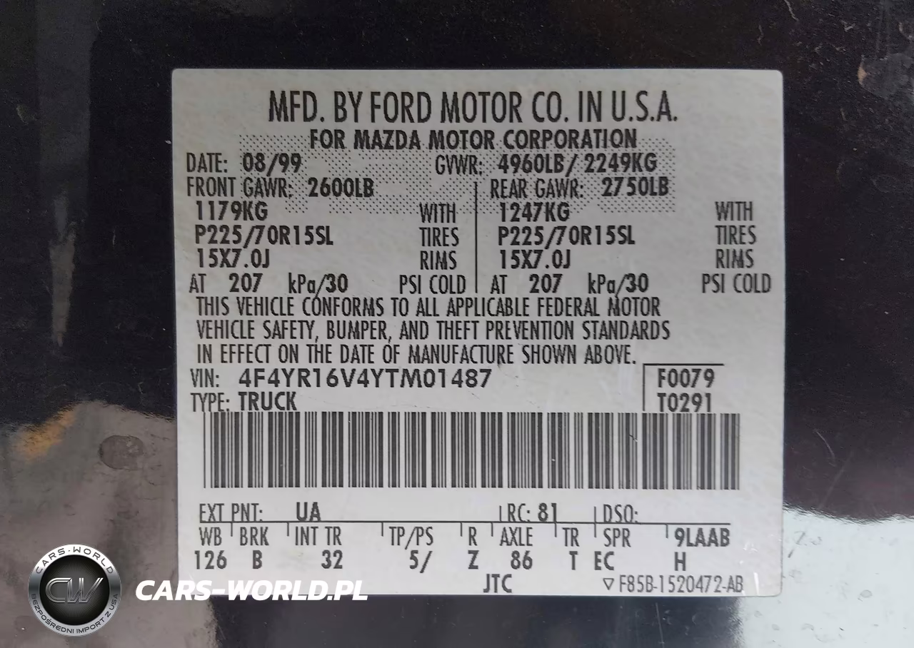 2000 Mazda B3000 Se-Tl VIN:4F4YR16V4YTM01487 - 9