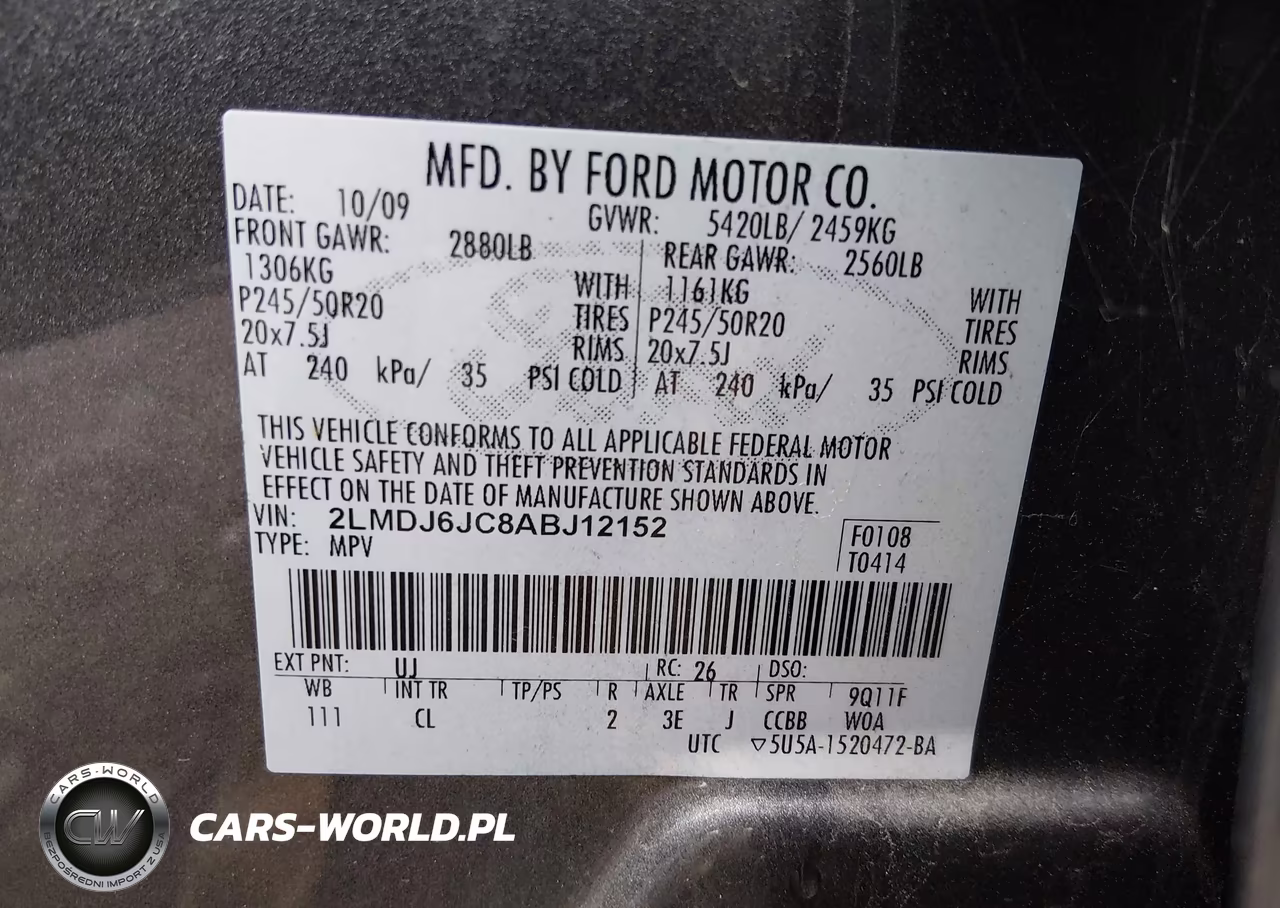 2010 Lincoln Mkx VIN:2LMDJ6JC8ABJ12152 - 9