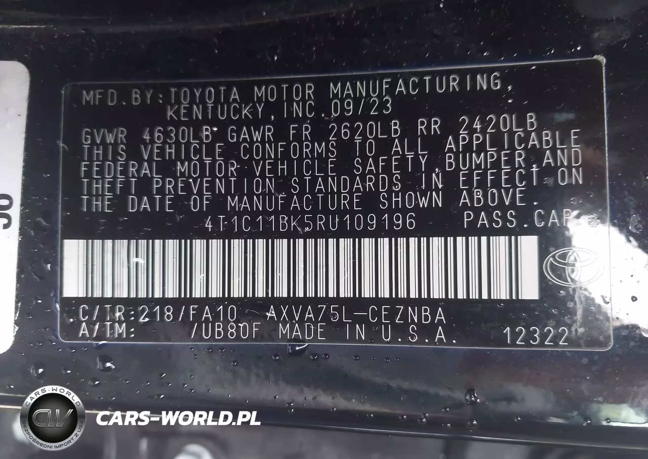 2024 Toyota Camry Le VIN:4T1C11BK5RU109196 - 9
