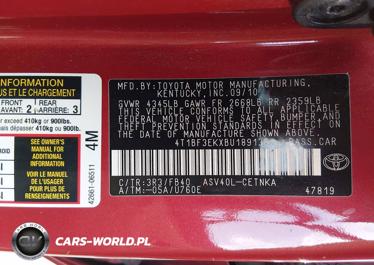 2011 Toyota Camry Le VIN:4T1BF3EKXBU189136 - 9