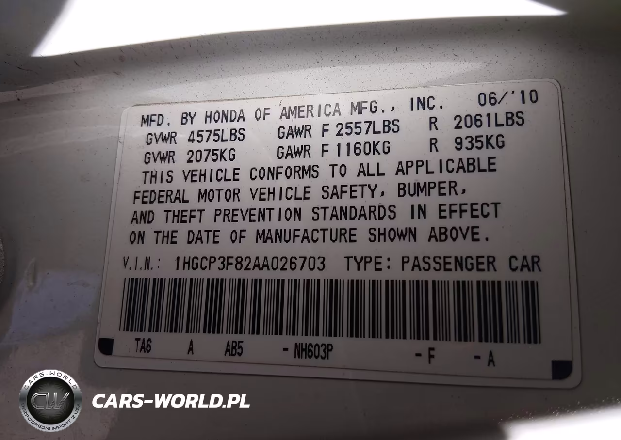 2010 Honda Accord 3.5 Ex-L VIN:1HGCP3F82AA026703 - 9