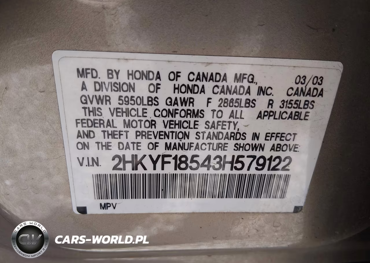 2003 Honda Pilot Ex-L VIN:2HKYF18543H579122 - 9