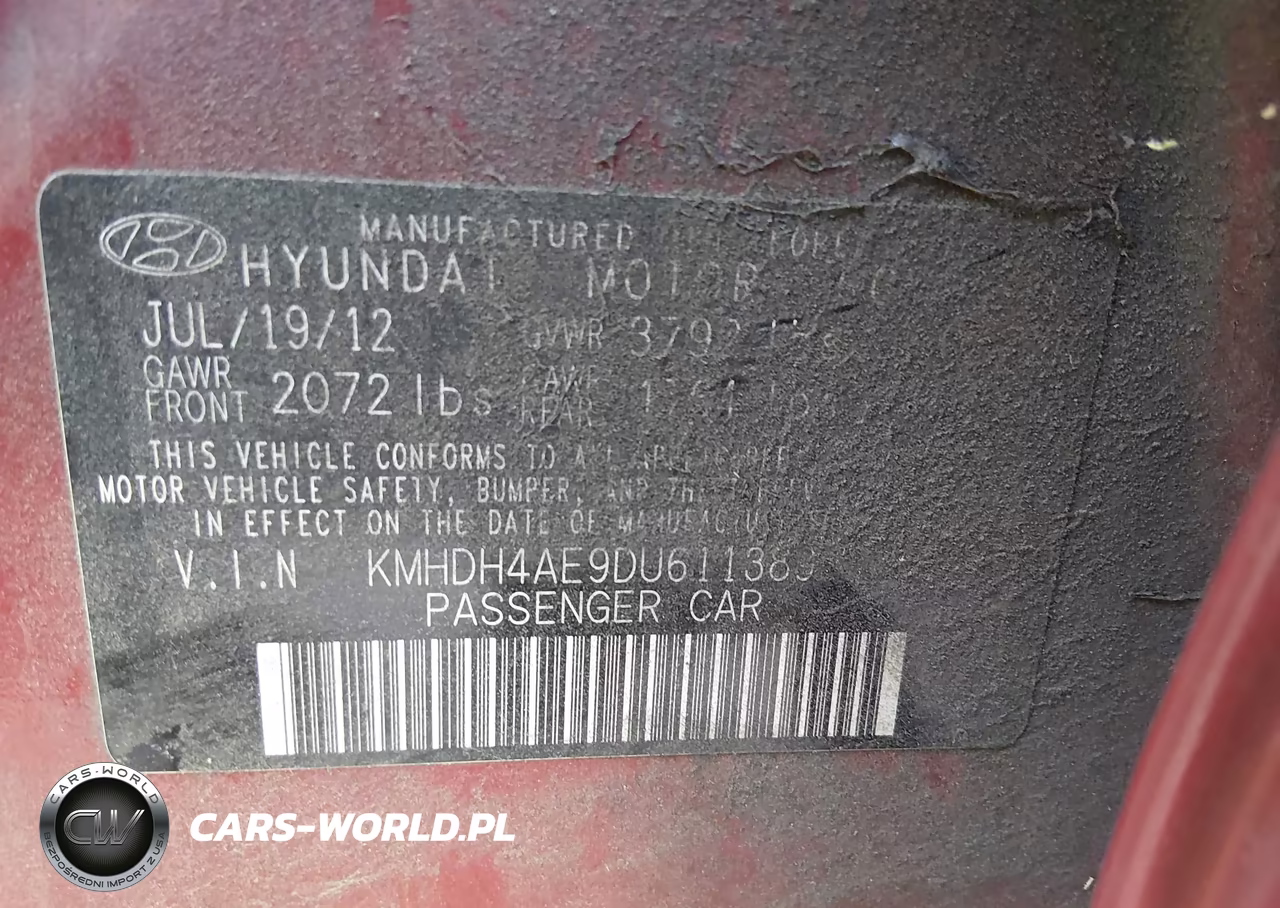 2013 Hyundai Elantra Limited VIN:KMHDH4AE9DU611389 - 9