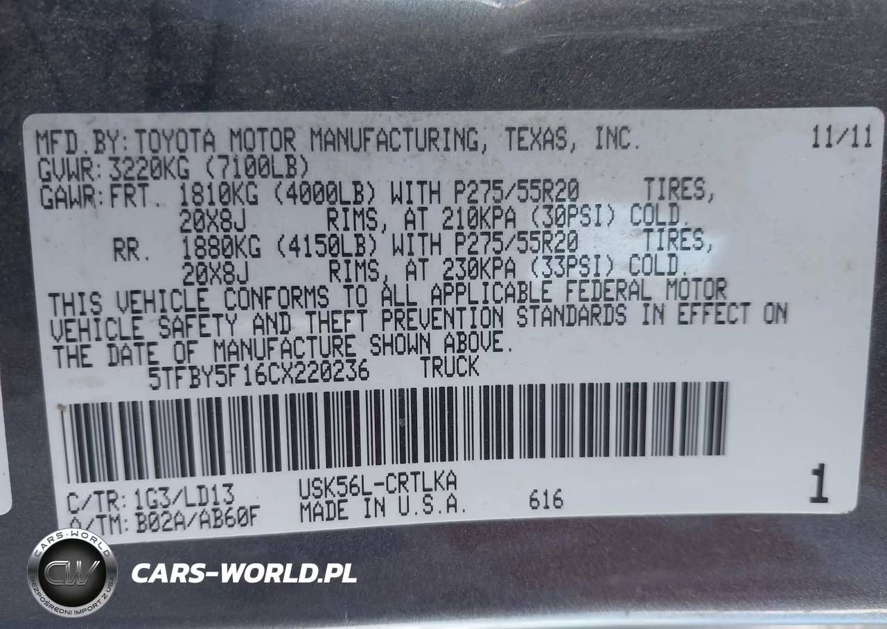 2012 Toyota Tundra Limited 5.7L V8 VIN:5TFBY5F16CX220236 - 9