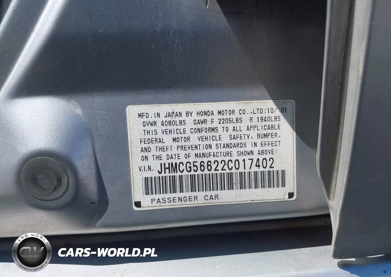 2002 Honda Accord 2.3 Ex VIN:JHMCG56622C017402 - 9