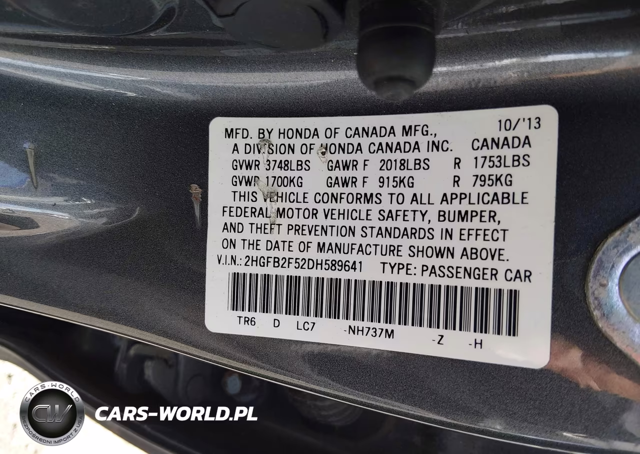 2013 Honda Civic Lx VIN:2HGFB2F52DH589641 - 9