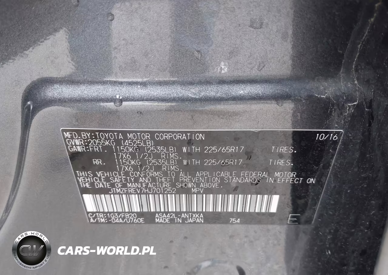2017 Toyota Rav4 Le VIN:JTMZFREV7HJ701252 - 9