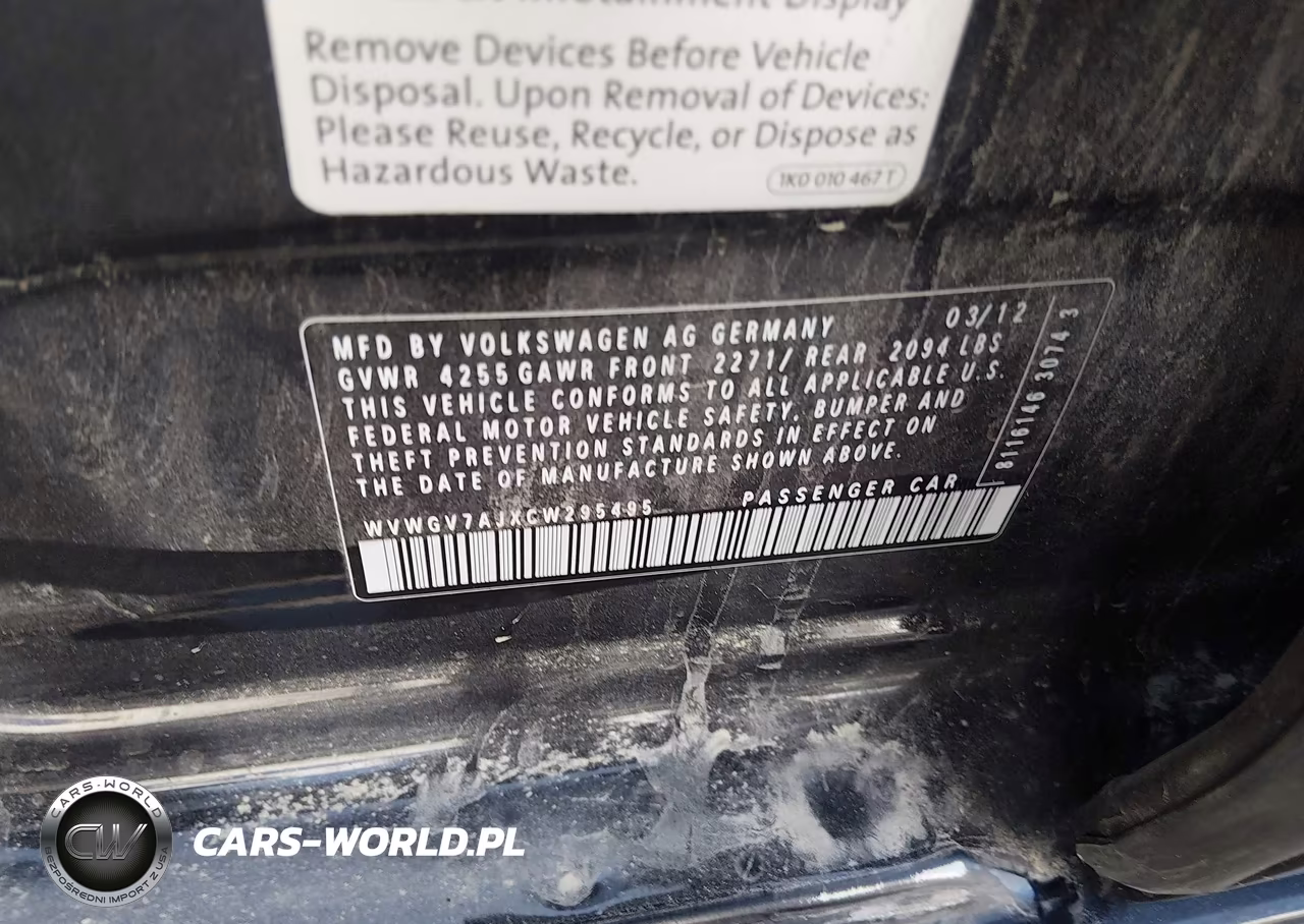 2012 Volkswagen Gti 4-Door VIN:WVWGV7AJXCW295495 - 9