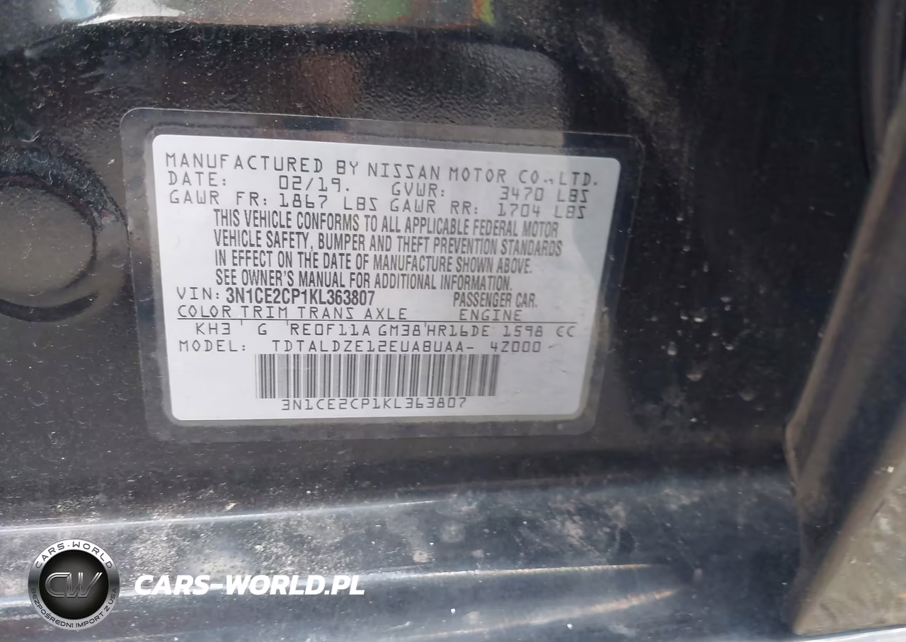 2019 Nissan Versa Note Sv VIN:3N1CE2CP1KL363807 - 9