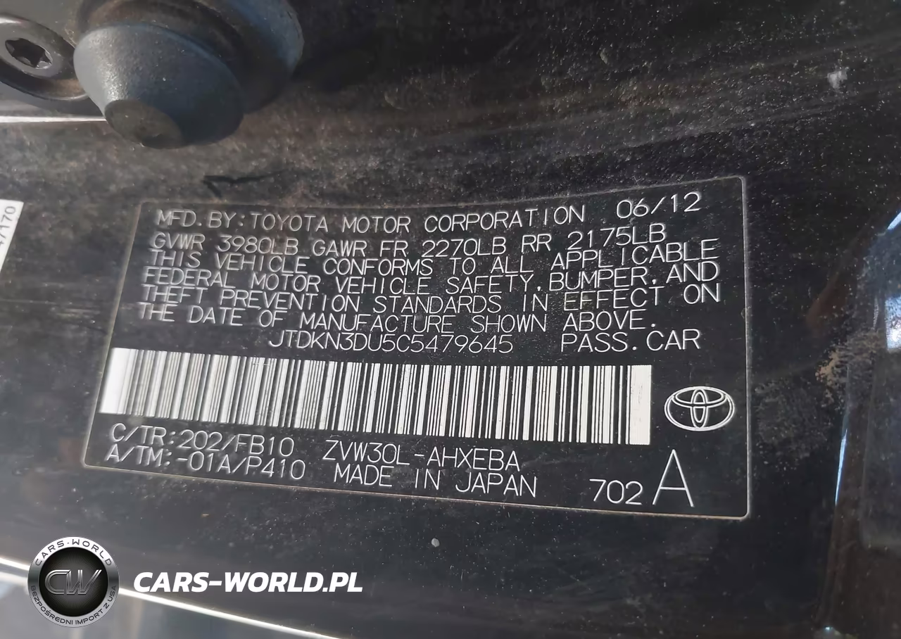 2012 Toyota Prius Three VIN:JTDKN3DU5C5479645 - 9