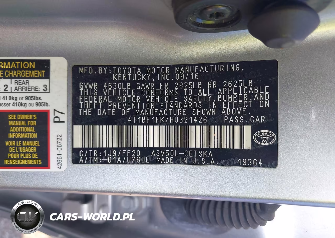 2017 Toyota Camry Se VIN:4T1BF1FK7HU321426 - 9