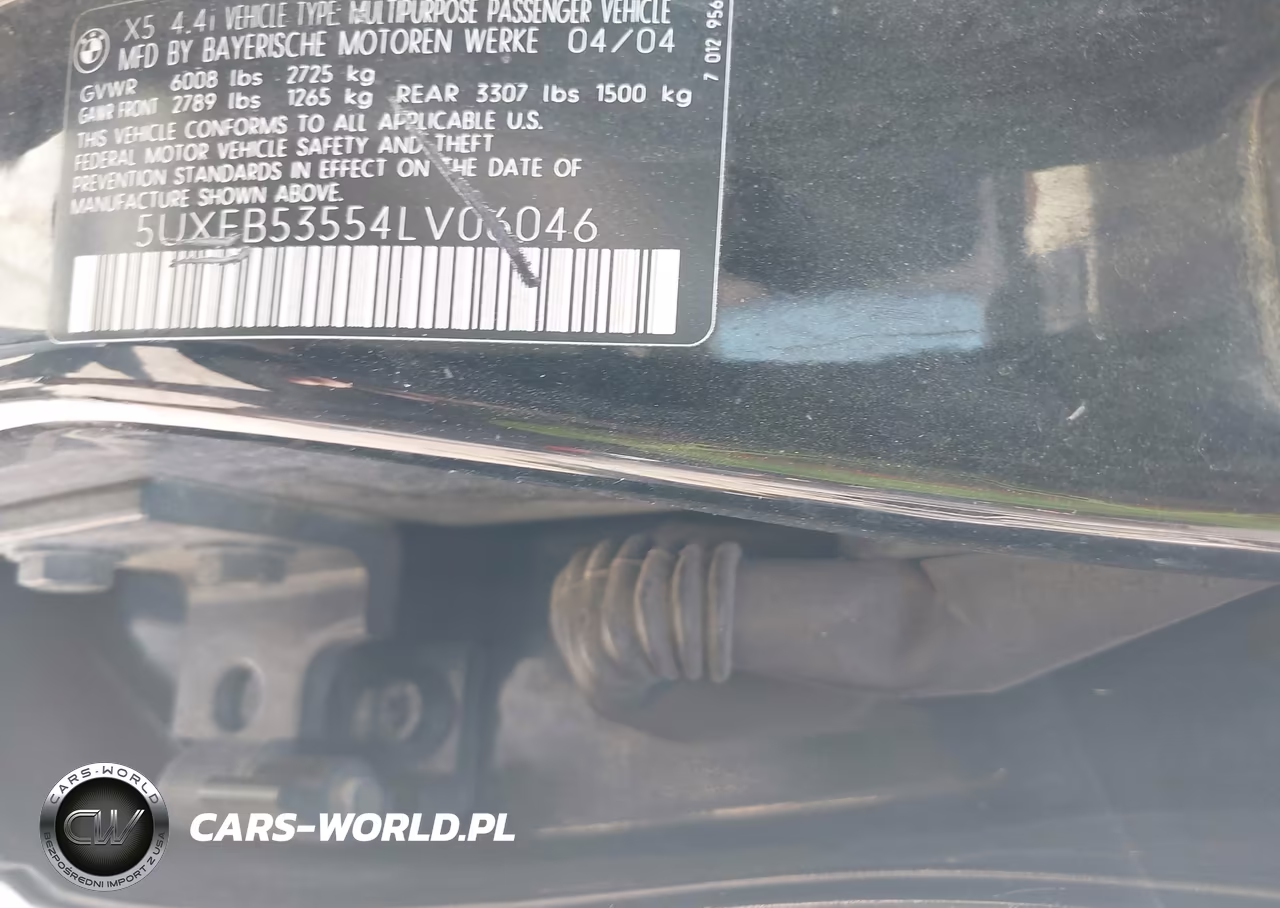 2004 BMW X5 4.4I VIN:5UXFB53554LV06046 - 9