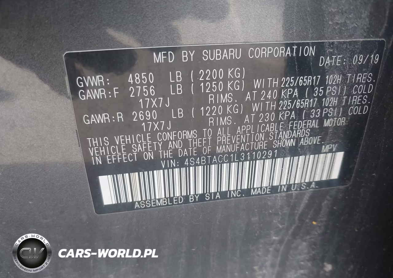 2020 Subaru Outback Premium VIN:4S4BTACC1L3110291 - 9