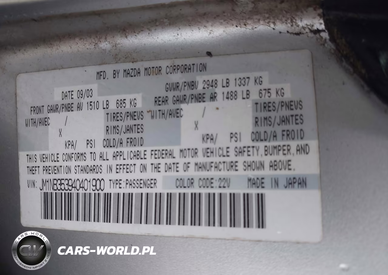 2004 Mazda Mx-5 Miata Cloth VIN:JM1NB353940401900 - 9