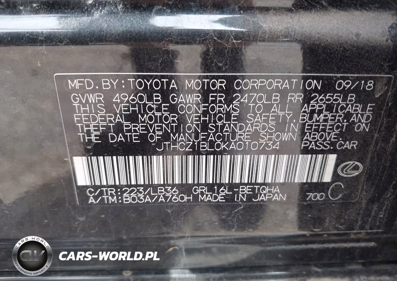 2019 Lexus Gs 350 F Sport VIN:JTHCZ1BL0KA010734 - 9