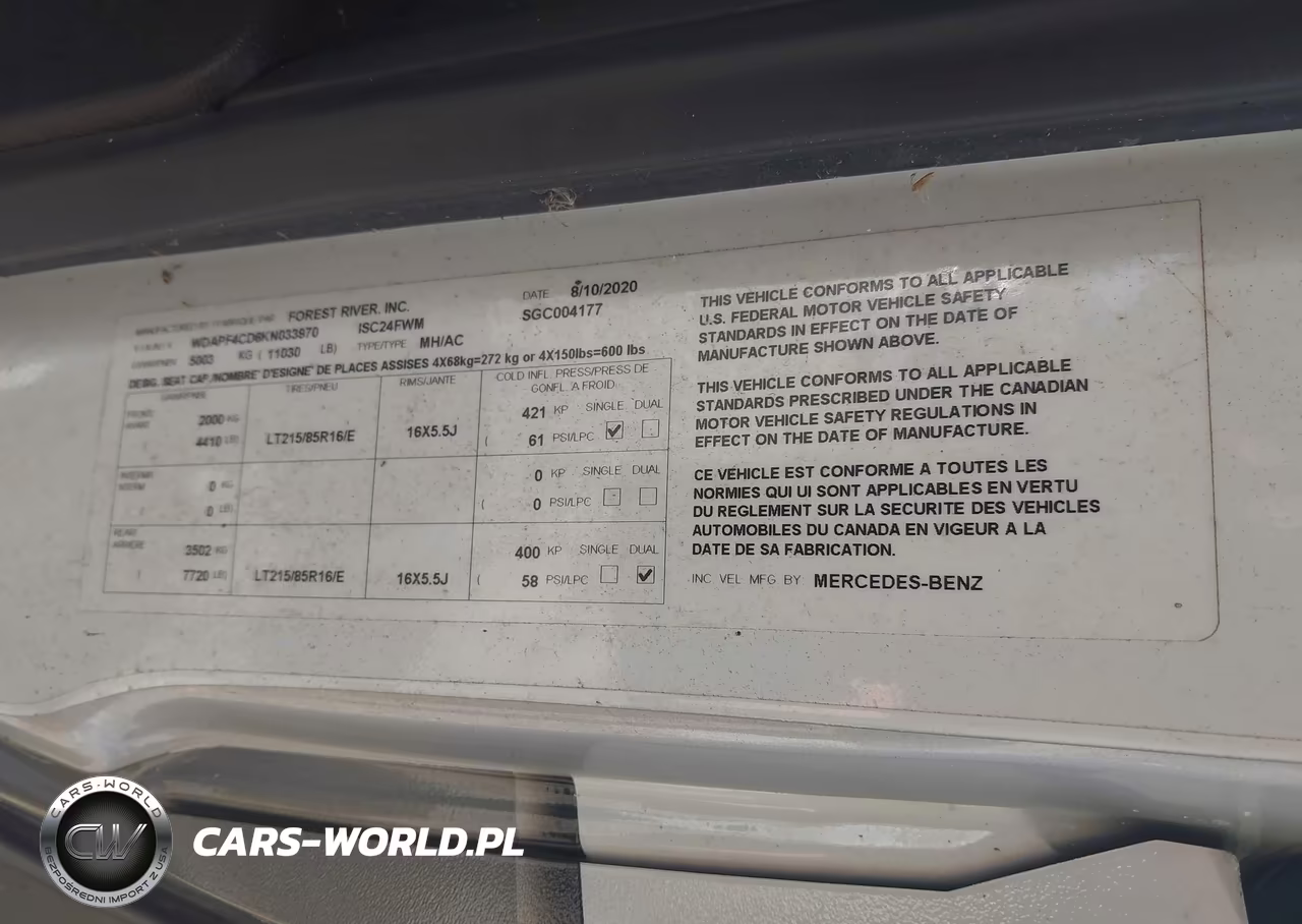 2019 Mercedes-Benz Sprinter 4500 Standard Roof V6 VIN:WDAPF4CD6KN033970 - 9