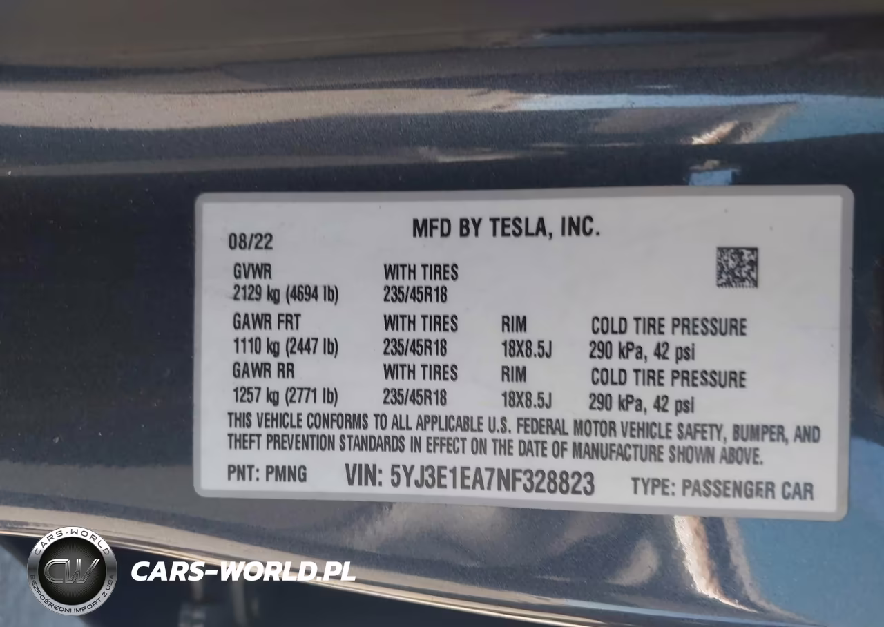 2022 Tesla Model 3 Rear-Wheel Drive VIN:5YJ3E1EA7NF328823 - 9