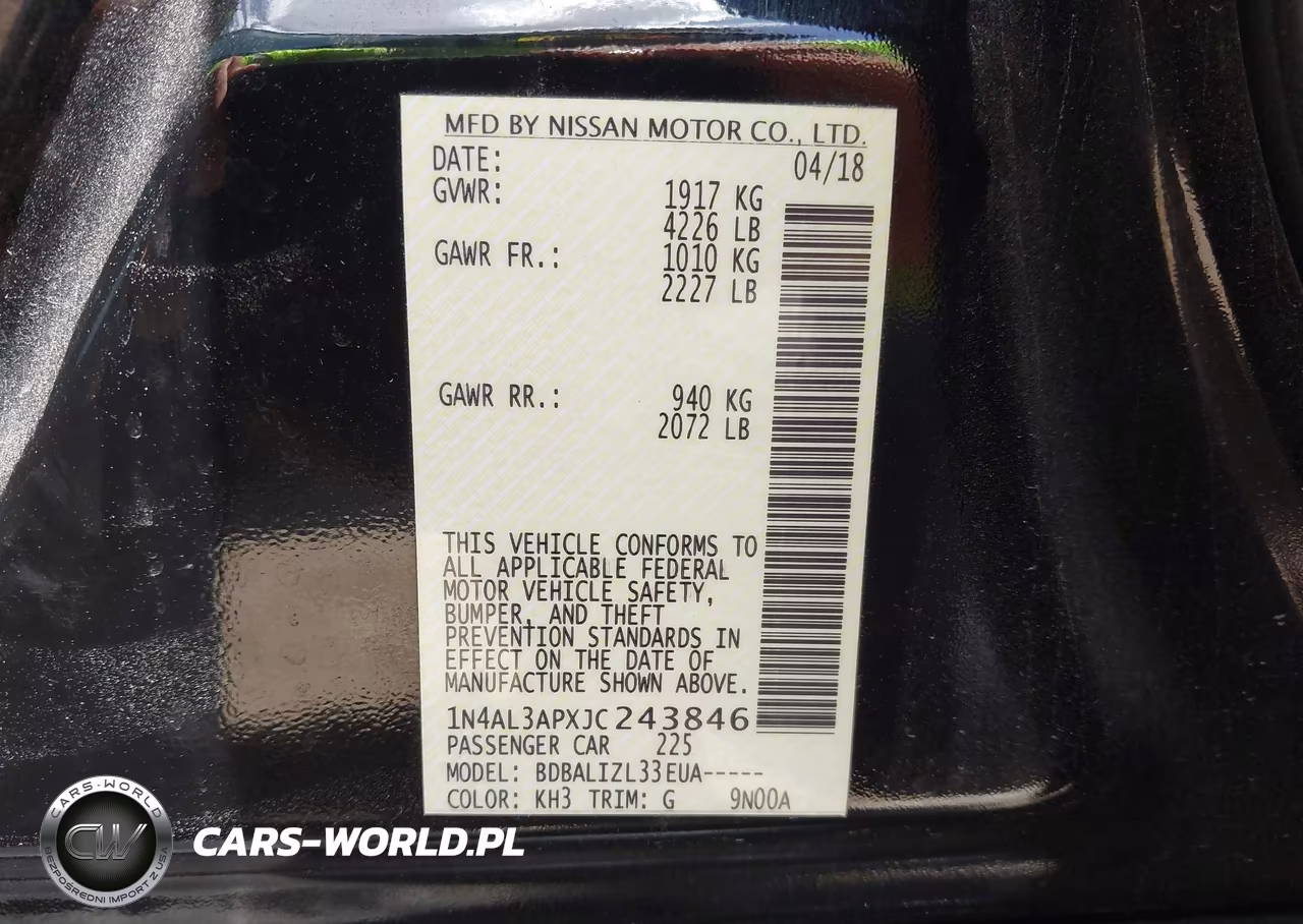 2018 Nissan Altima 2.5 Sv VIN:1N4AL3APXJC243846 - 9