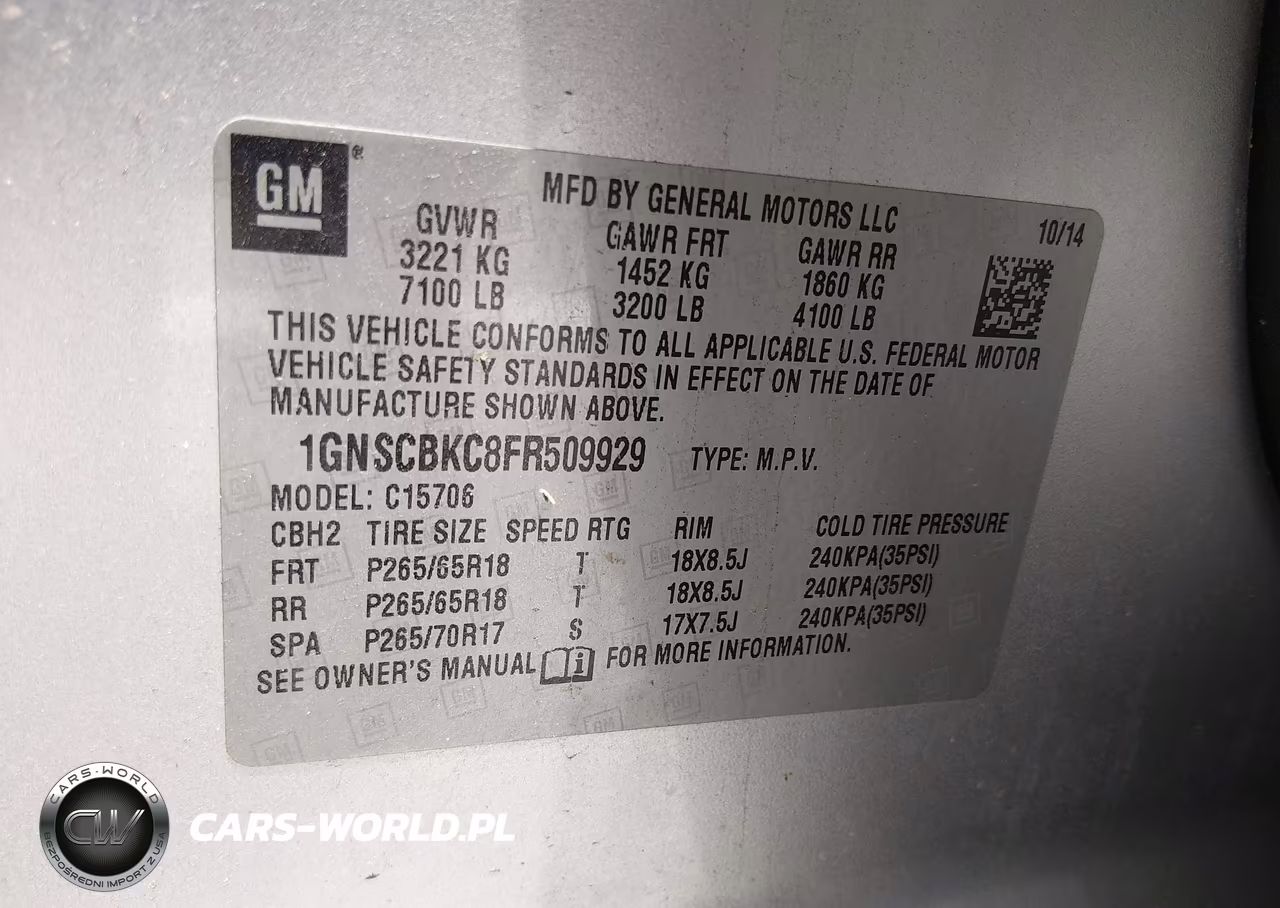2015 Chevrolet Tahoe Lt VIN:1GNSCBKC8FR509929 - 9