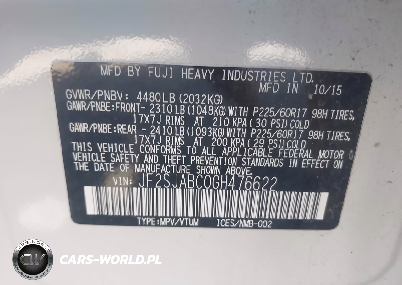2016 Subaru Forester 2.5I VIN:JF2SJABC0GH476622 - 9