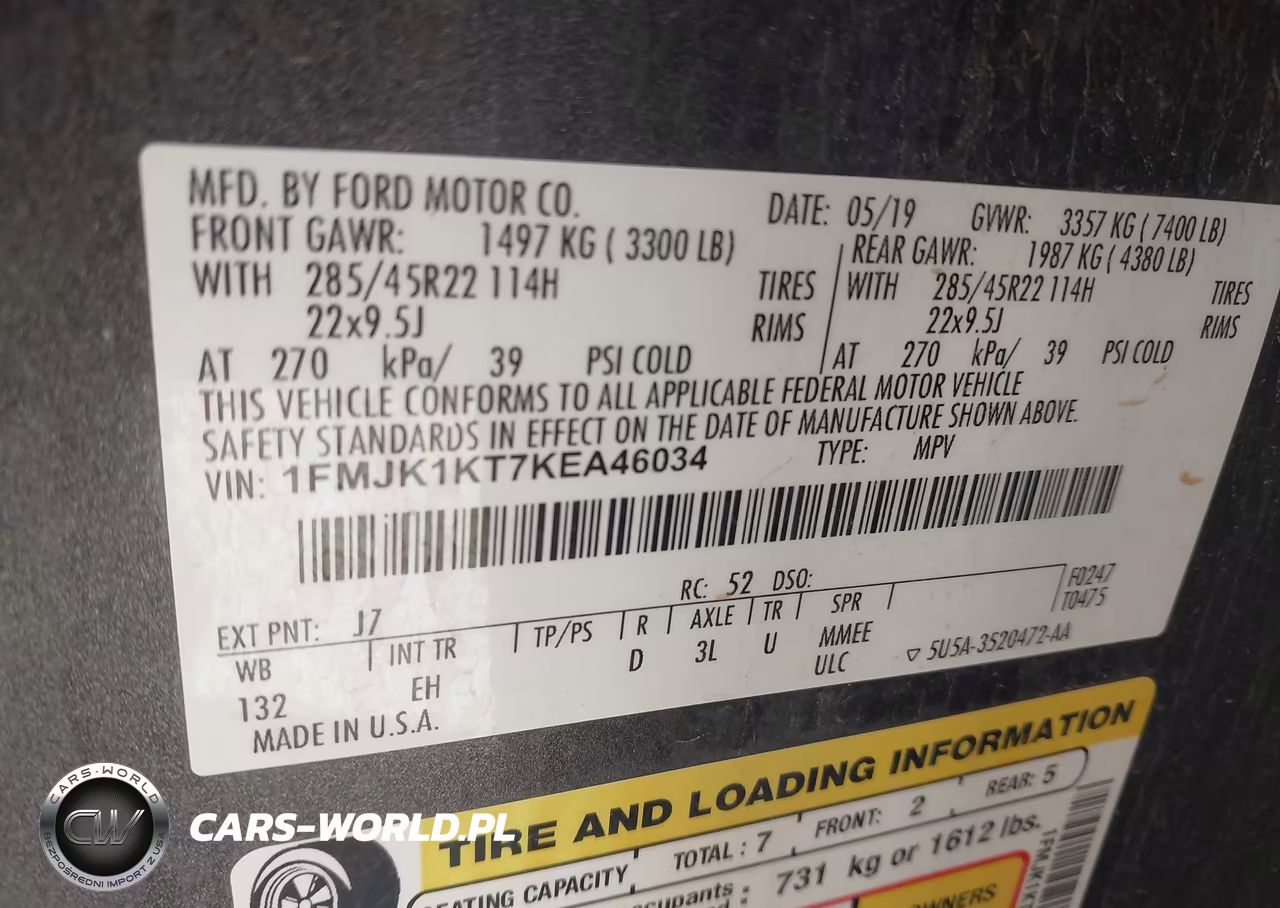 2019 Ford Expedition Max Limited VIN:1FMJK1KT7KEA46034 - 9