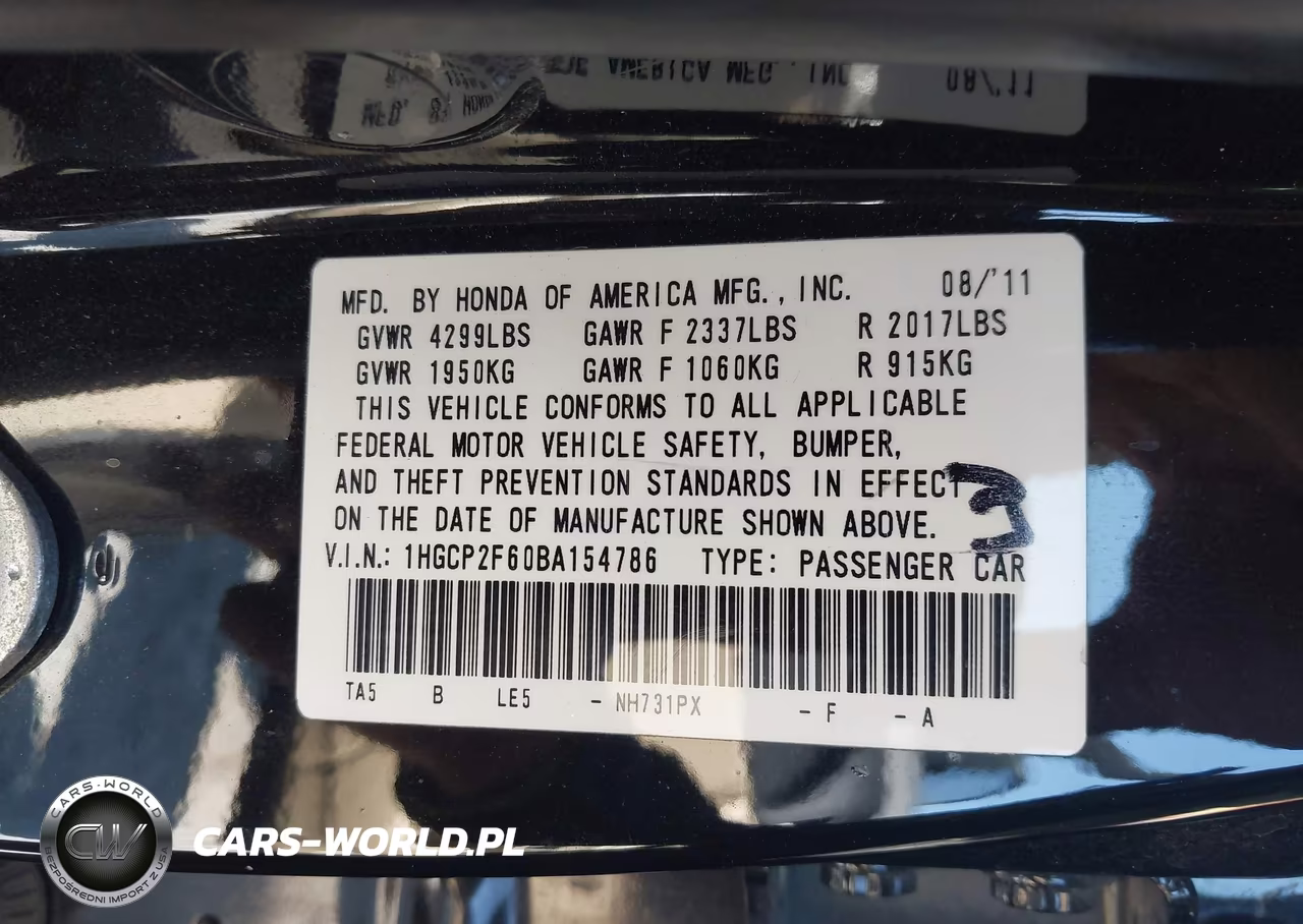 2011 Honda Accord 2.4 Se VIN:1HGCP2F60BA154786 - 9