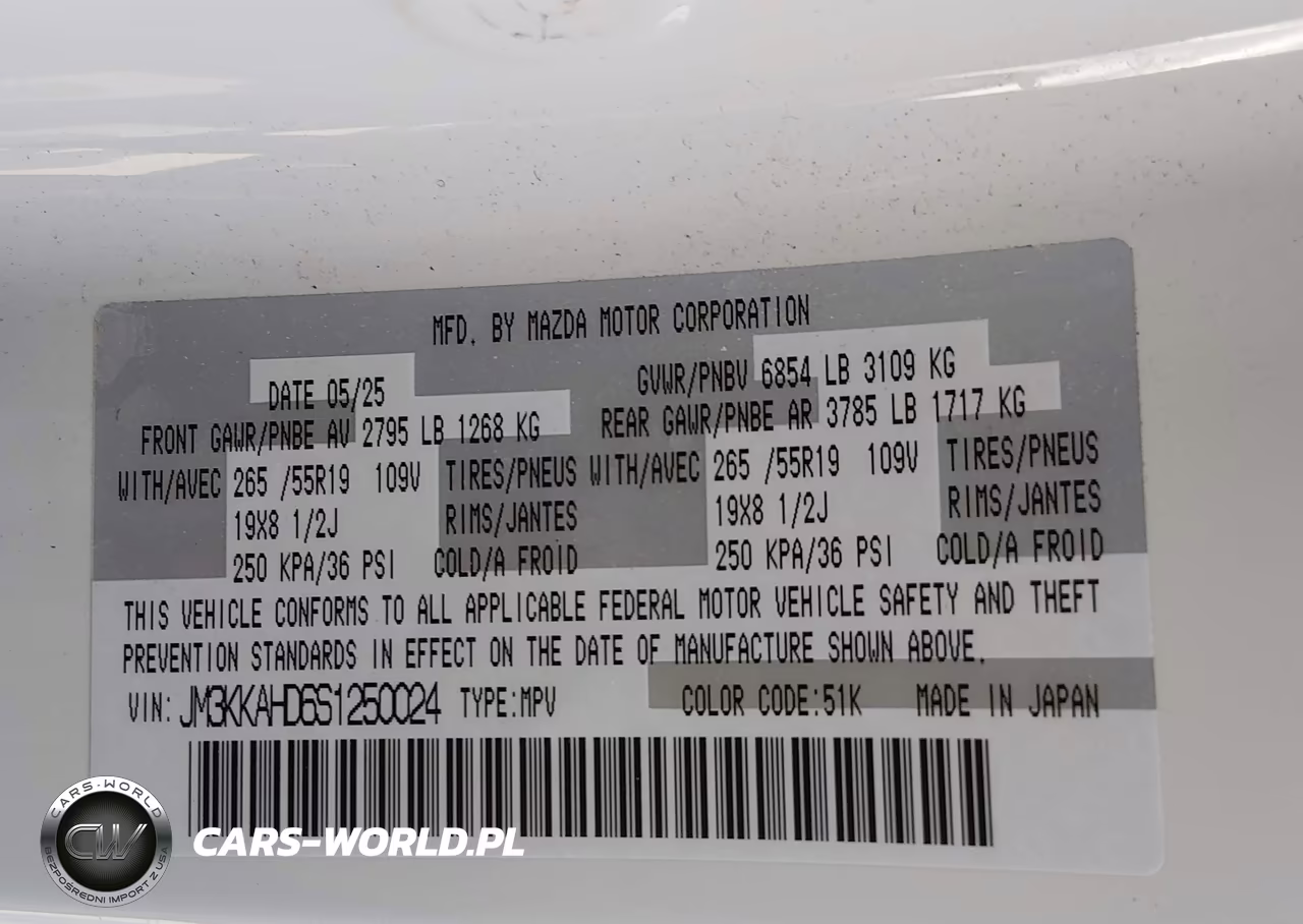 2025 Mazda Cx-90 3.3 Turbo Select Package VIN:JM3KKAHD6S1250024 - 9