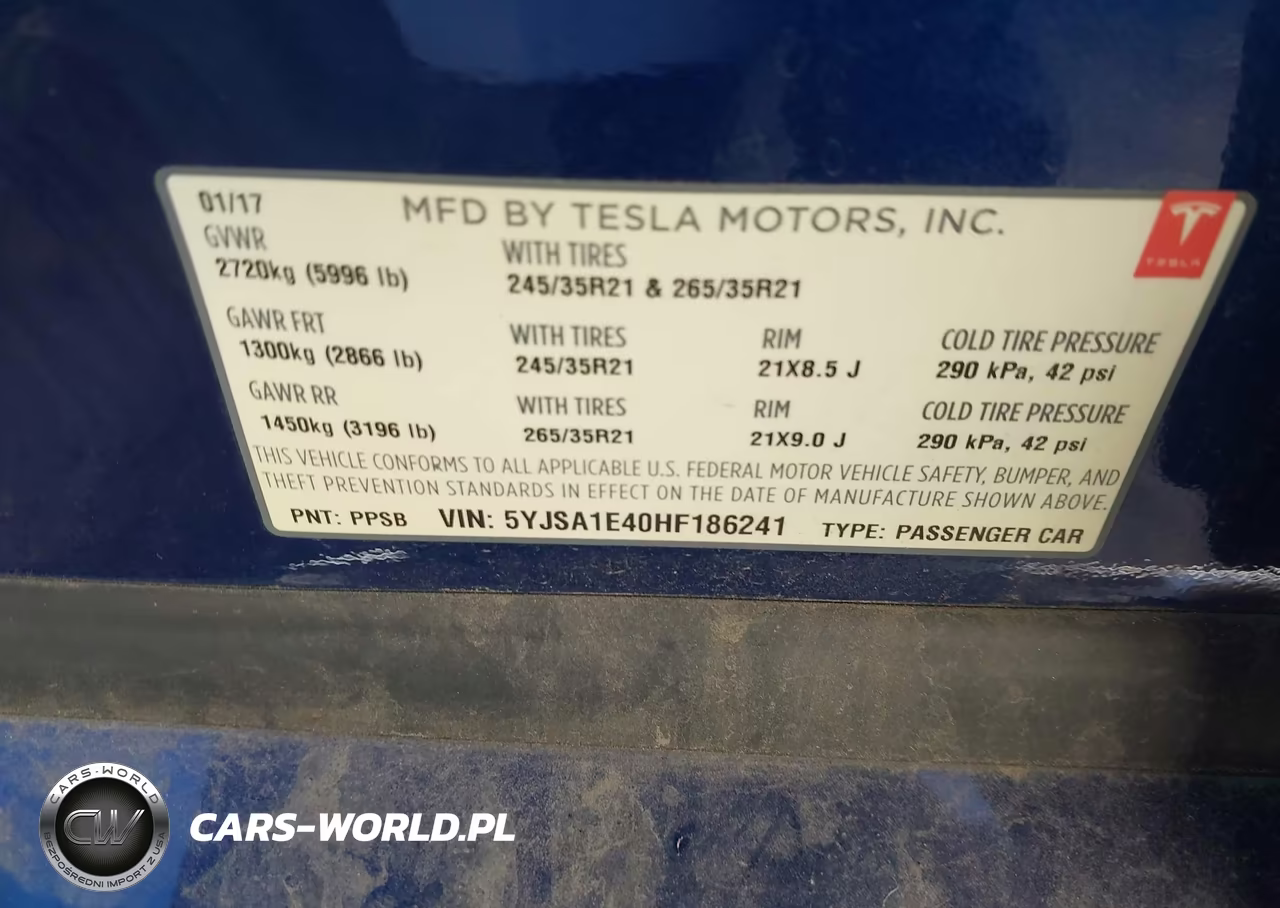 2017 Tesla Model S 100D-60D-75D-90D-P100D VIN:5YJSA1E40HF186241 - 9