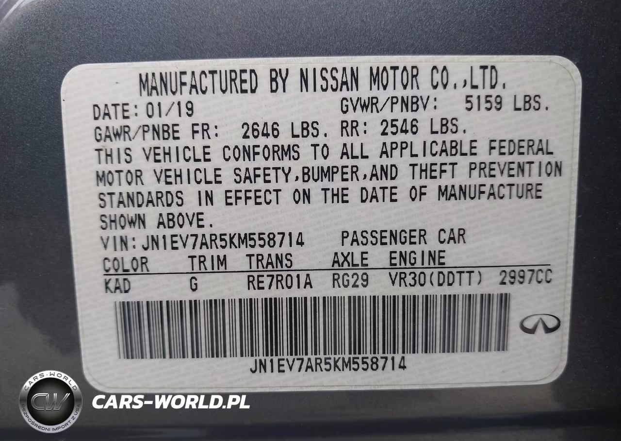 2019 Infiniti Q50 3.0T Luxe VIN:JN1EV7AR5KM558714 - 9