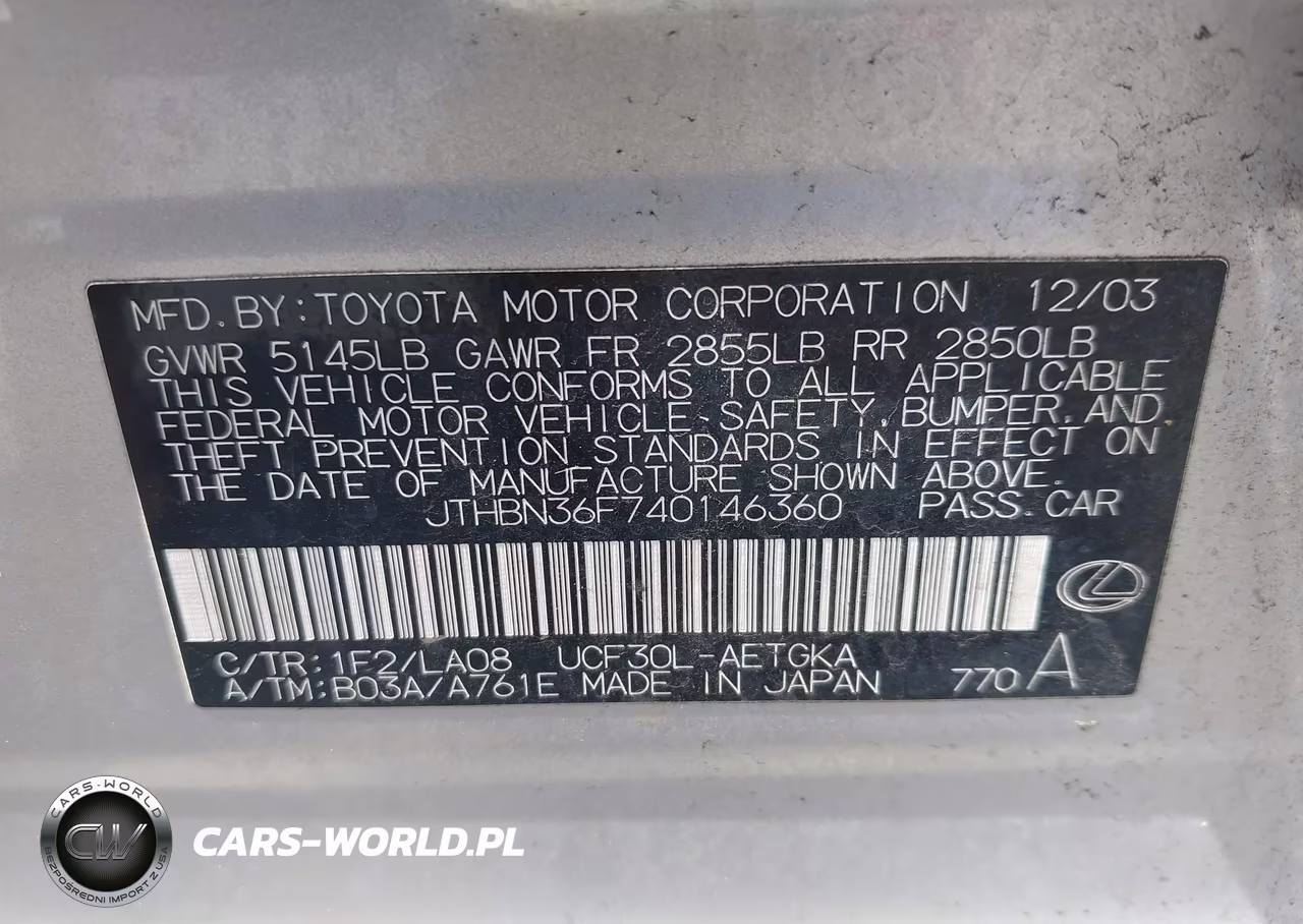 2004 Lexus Ls 430 VIN:JTHBN36F740146360 - 9