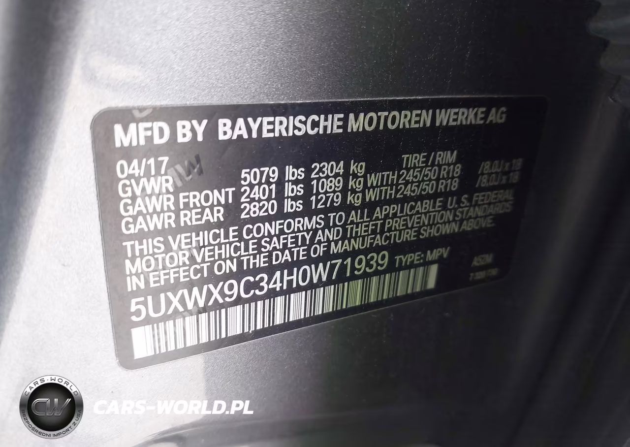 2017 BMW X3 xDrive28I VIN:5UXWX9C34H0W71939 - 9