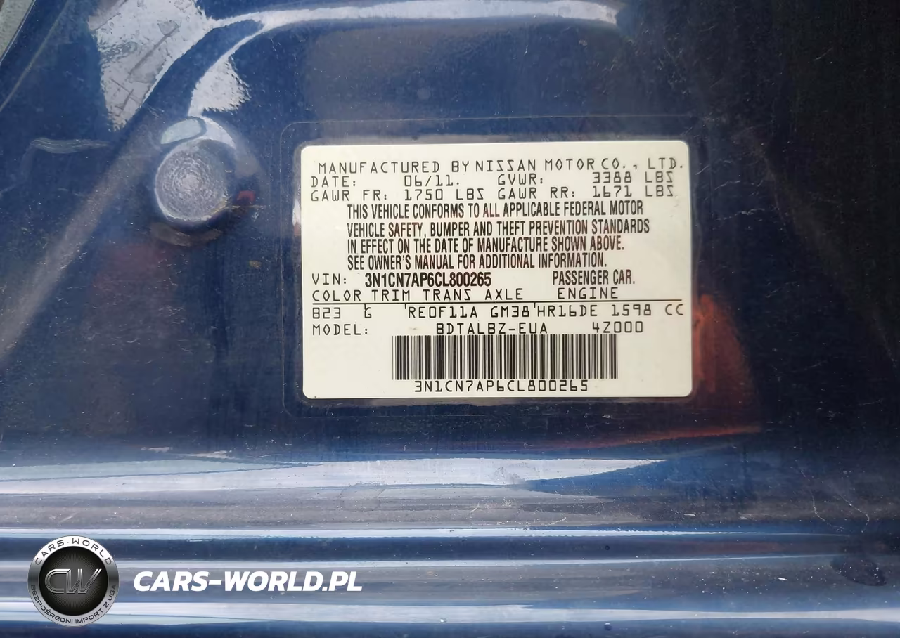 2012 Nissan Versa 1.6 S VIN:3N1CN7AP6CL800265 - 9
