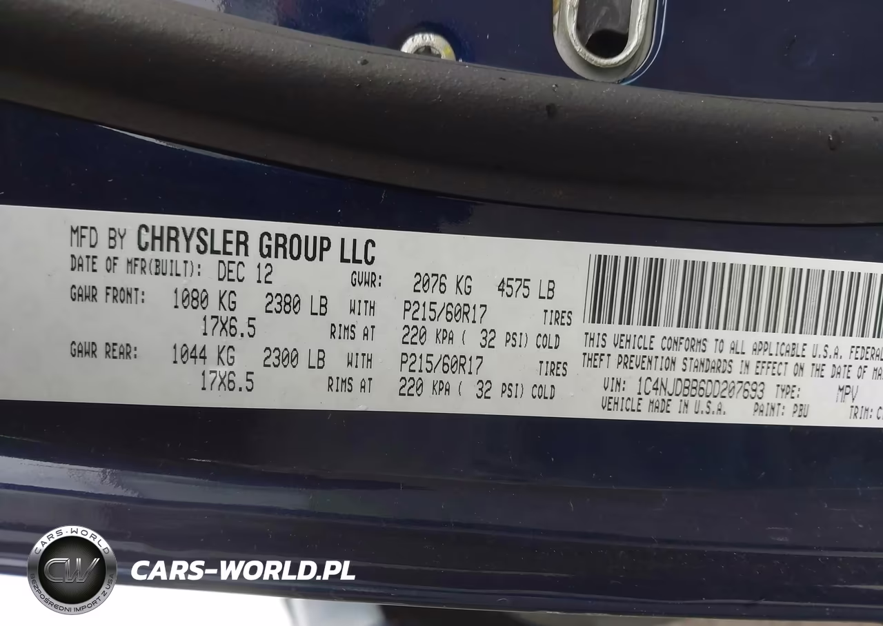 2013 Jeep Compass Sport VIN:1C4NJDBB6DD207693 - 9