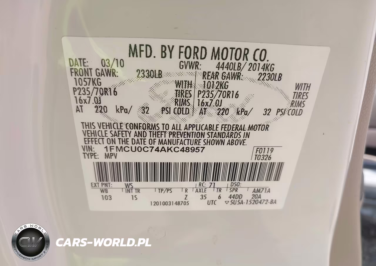 2010 Ford Escape Xls VIN:1FMCU0C74AKC48957 - 9