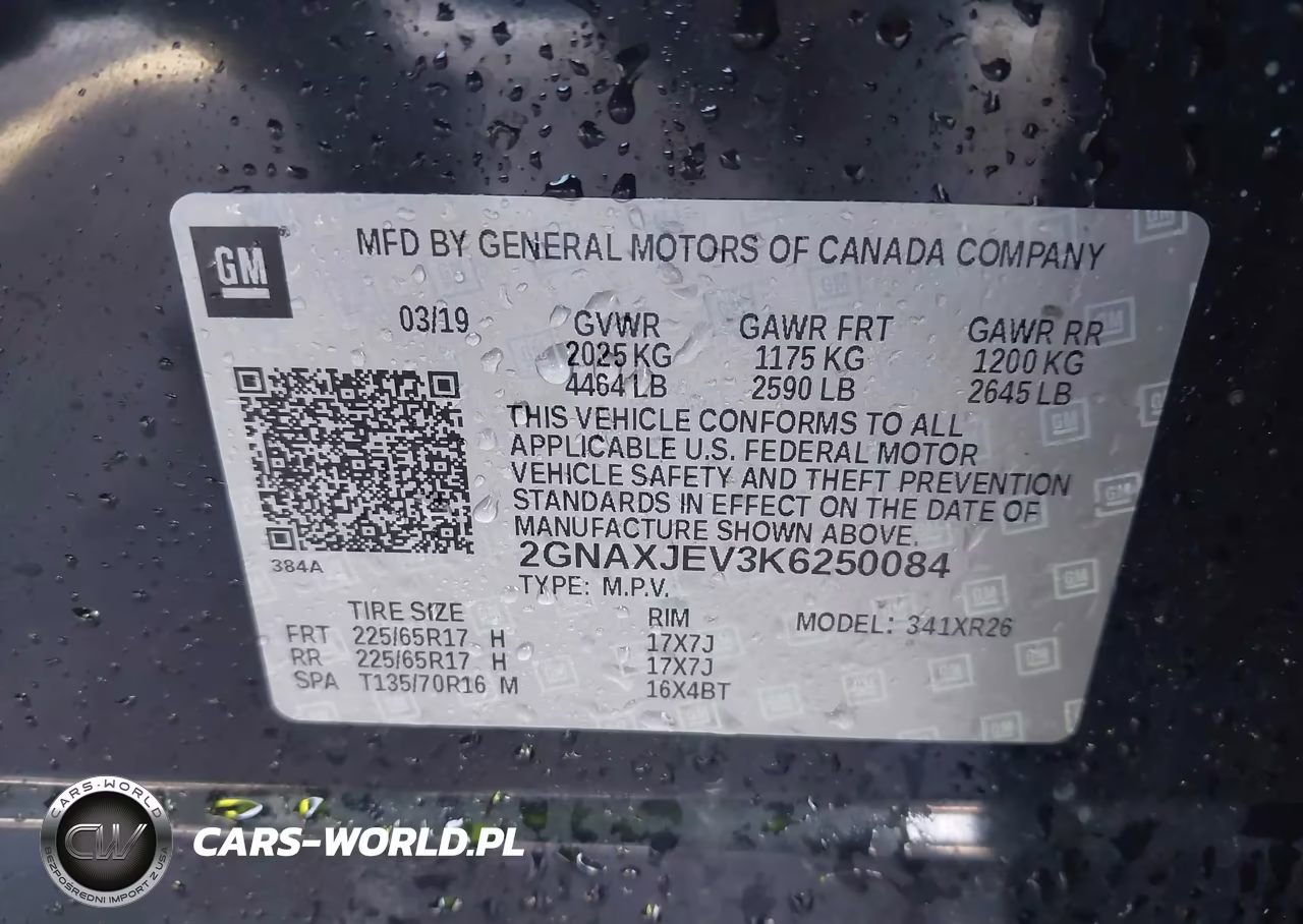 2019 Chevrolet Equinox Lt VIN:2GNAXJEV3K6250084 - 9
