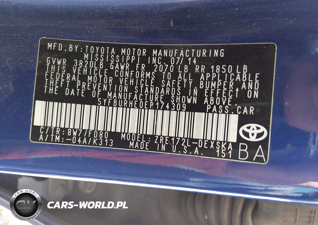 2014 Toyota Corolla S Plus VIN:5YFBURHE0EP174309 - 9
