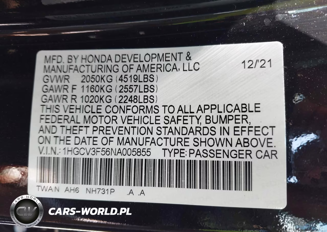 2022 Honda Accord Hybrid Ex-L VIN:1HGCV3F56NA005855 - 9