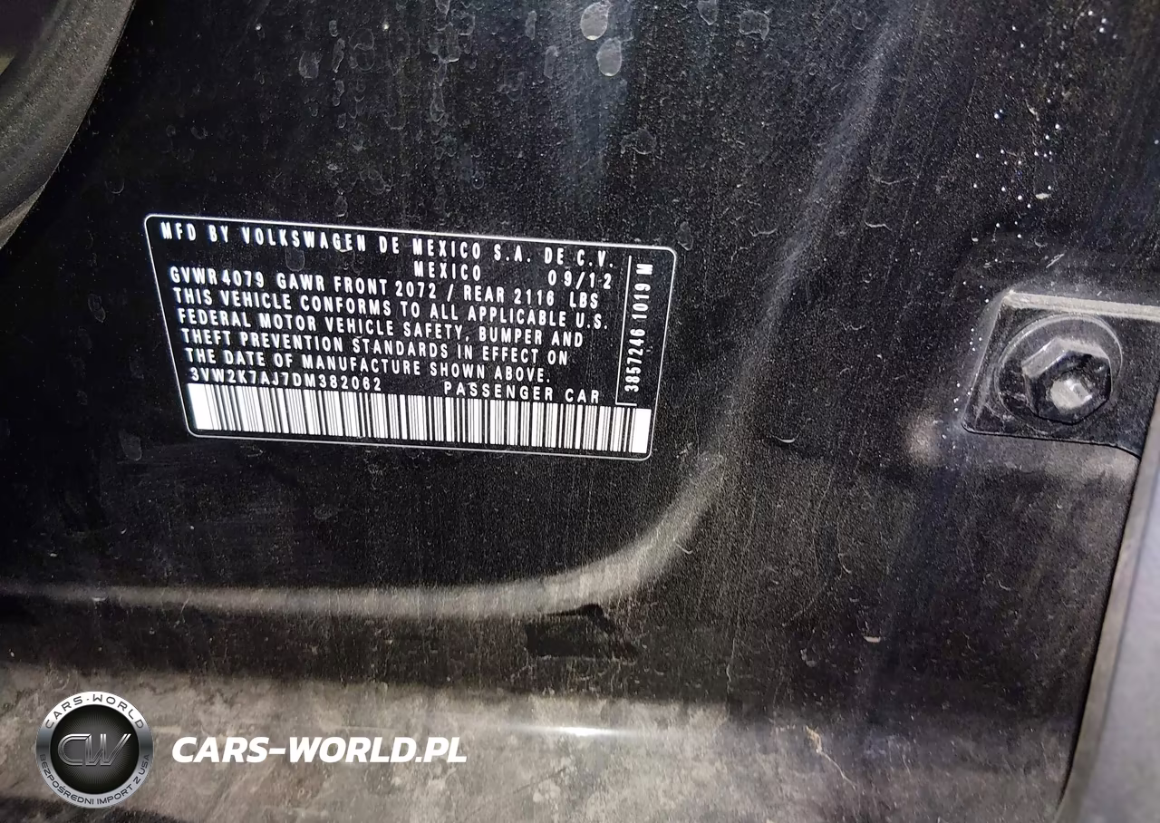 2013 Volkswagen Jetta 2.0L S VIN:3VW2K7AJ7DM382062 - 9