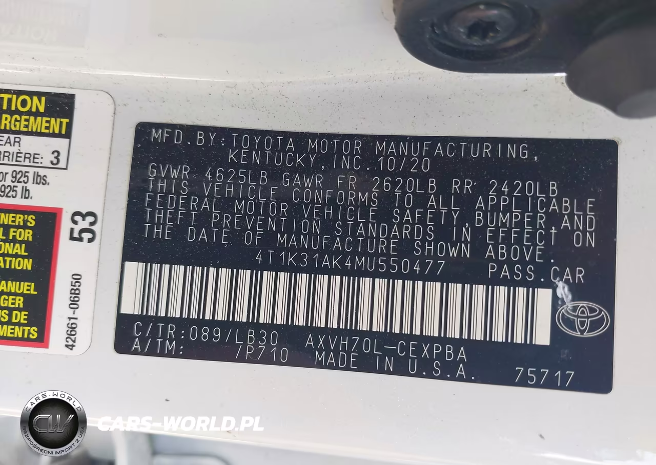 2021 Toyota Camry Xse Hybrid VIN:4T1K31AK4MU550477 - 9