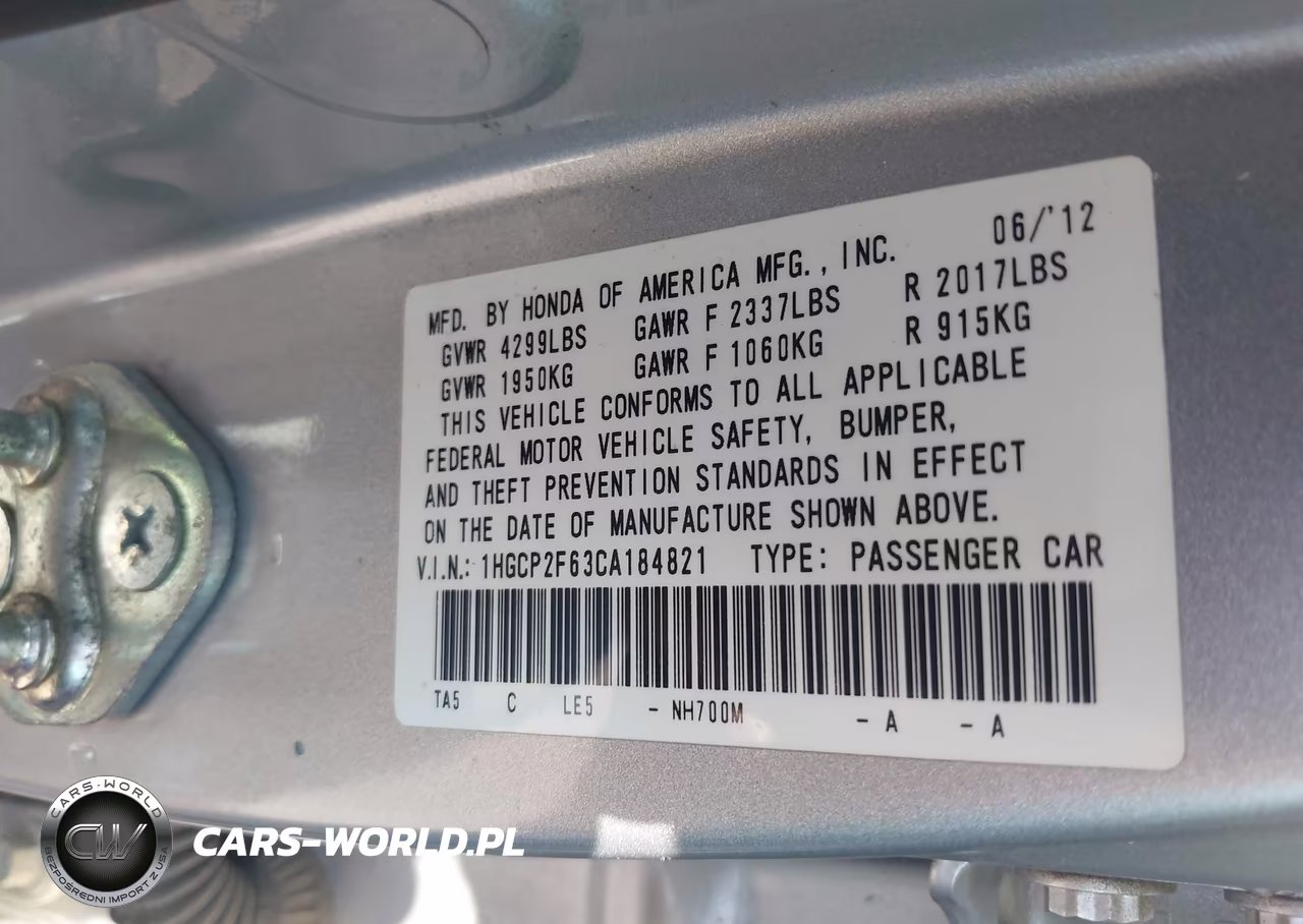 2012 Honda Accord 2.4 Se VIN:1HGCP2F63CA184821 - 9
