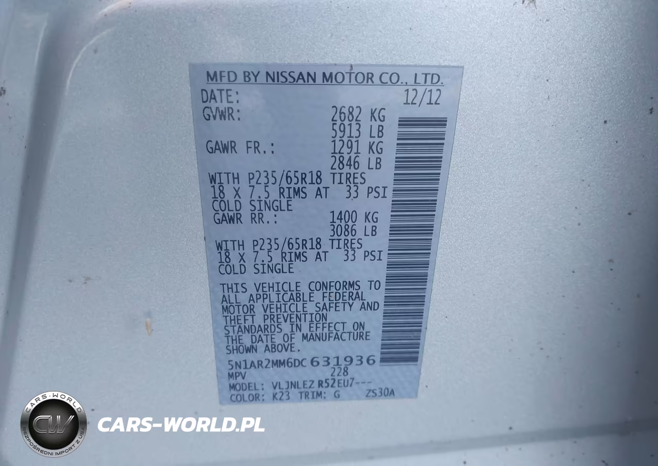 2013 Nissan Pathfinder Sv VIN:5N1AR2MM6DC631936 - 9