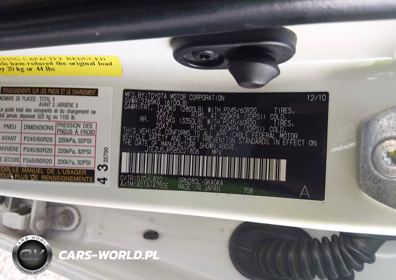 2011 Toyota 4Runner Limited V6 VIN:JTEZU5JR5B5021806 - 9