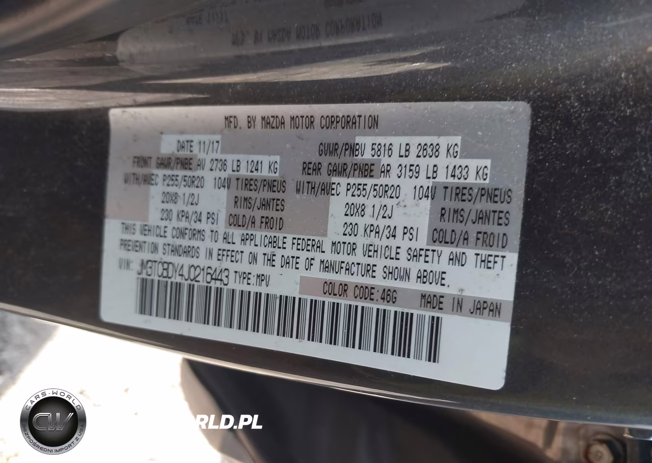 2018 Mazda Cx-9 Grand Touring VIN:JM3TCBDY4J0216443 - 9